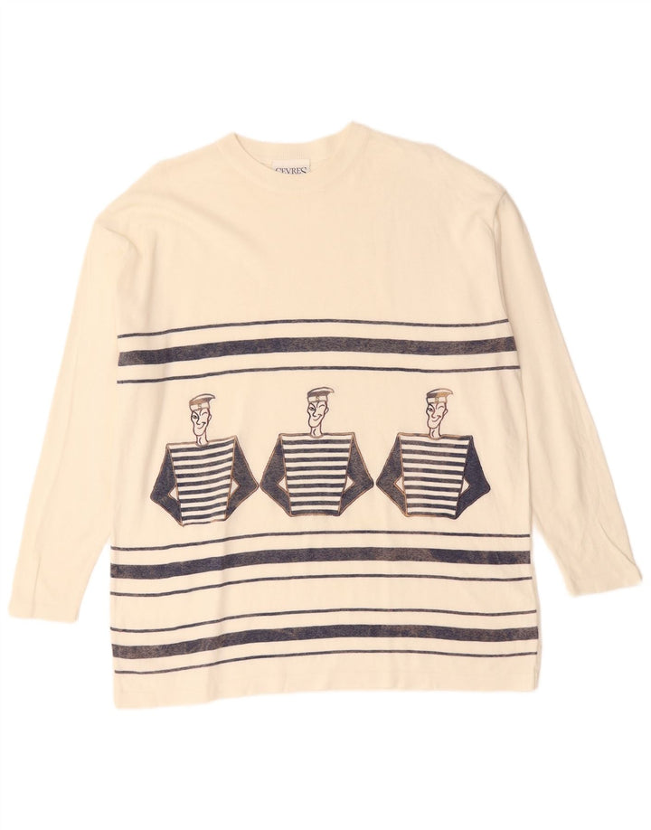 Sevres Ανδρικό γραφικό τοπ μακρυμάνικο XL σε ανοιχτό λευκό ριγέ