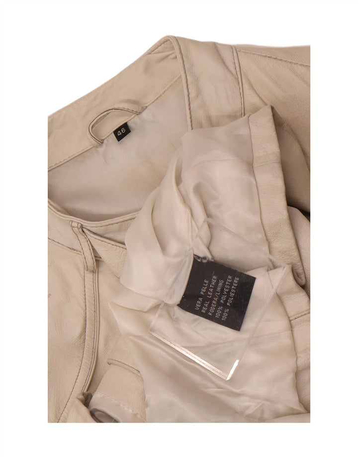 Vintage Γυναικείο Δερμάτινο Σακάκι Racer IT 46 Large White Leather