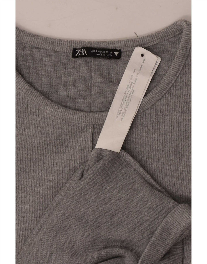 Zara Γυναικείο T-Shirt Φόρεμα UK 8 Small Grey Polyester