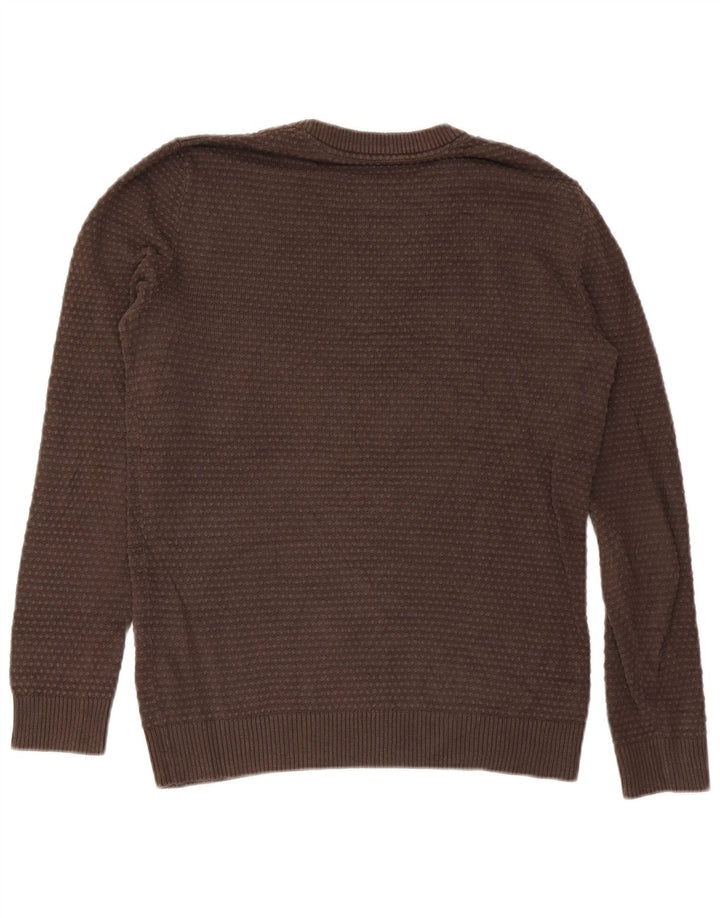 Jack & Jones Ανδρικό πουλόβερ με λαιμόκοψη μεσαίου καφέ βαμβακερό