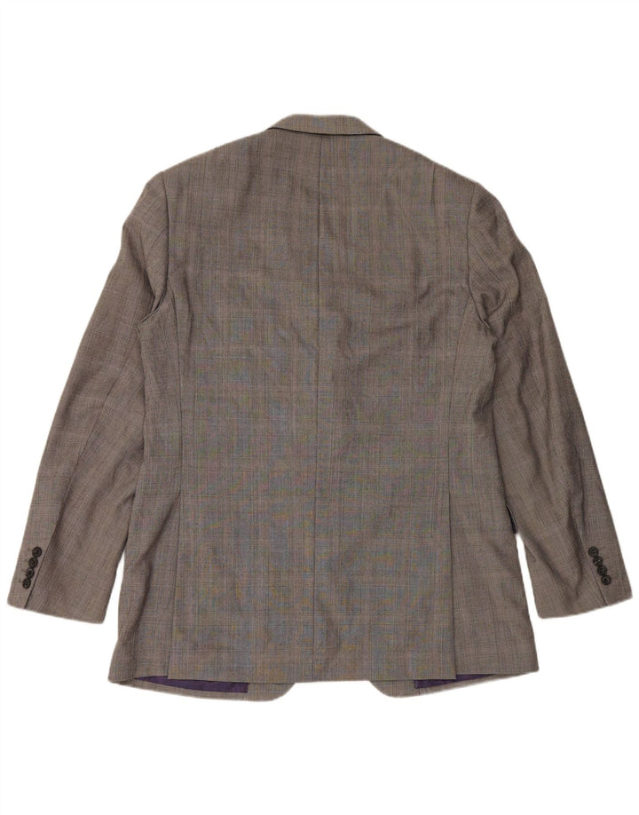 Marks & Spencer Ανδρικό σακάκι σακάκι με 2 κουμπιά UK 42 Large Grey Check Wool