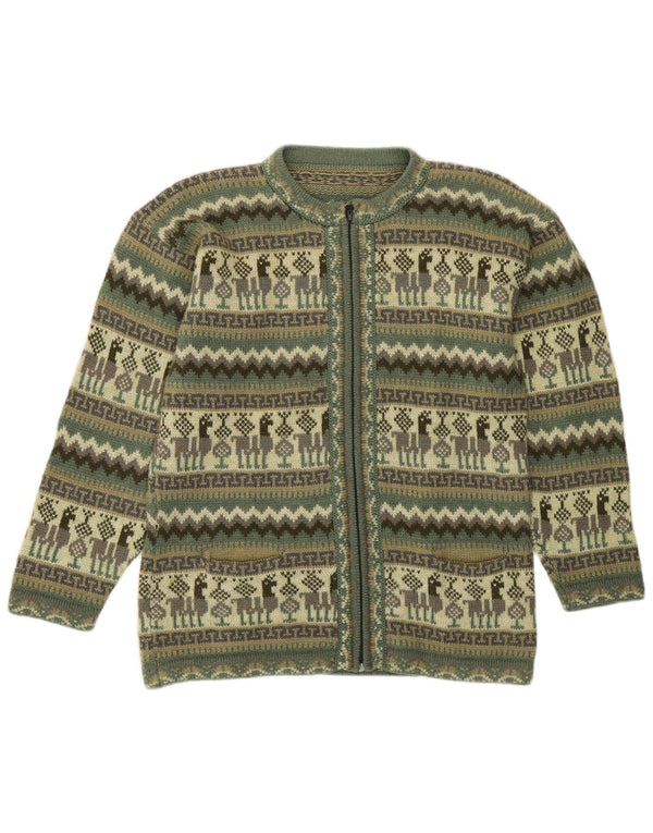 Vintage γυναικεία ζακέτα πουλόβερ UK 16 Large Green Fair Isle