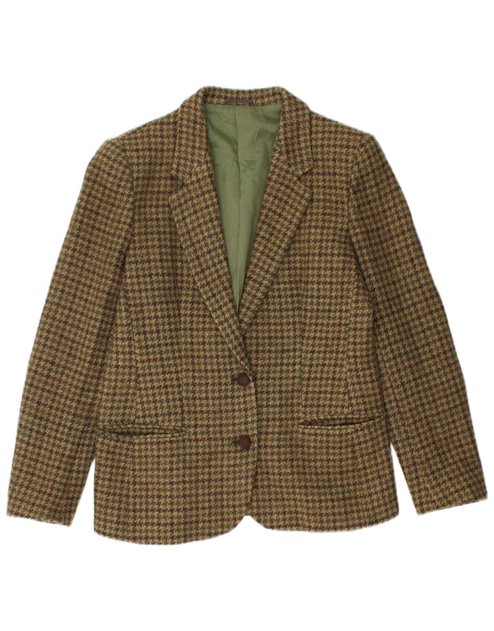 Tris γυναικείο σακάκι 2 κουμπιών Blazer UK 12 Medium Khaki Houndstooth