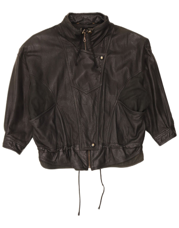 Νέο Fast Γυναικείο Oversized Δερμάτινο Μπουφάν IT 44 Medium Black