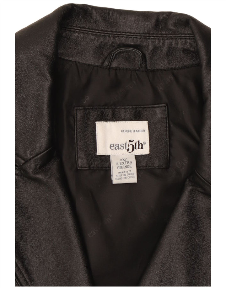 East 5th Γυναικείο Δερμάτινο Σακάκι Μπλέιζερ με 3 κουμπιά UK 22 3XL Μαύρο Δερμάτινο