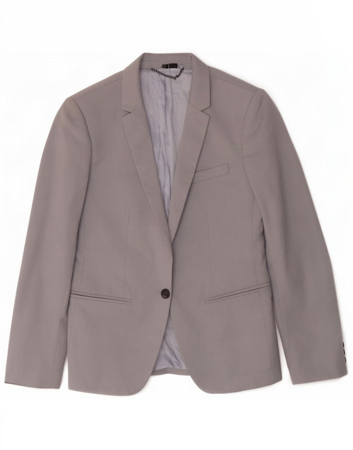 Topshop Γυναικείο σακάκι 1 κουμπιού UK 8 Small Grey Polyester