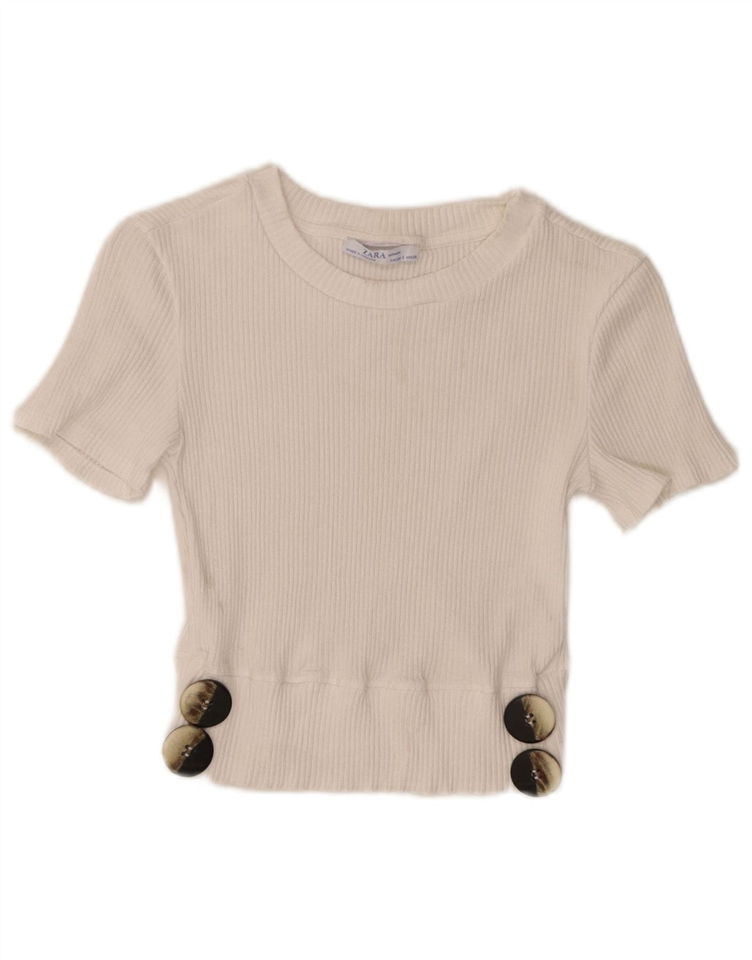 Zara Γυναικεία Μπλούζα Crop Top UK 8 Small White Viscose