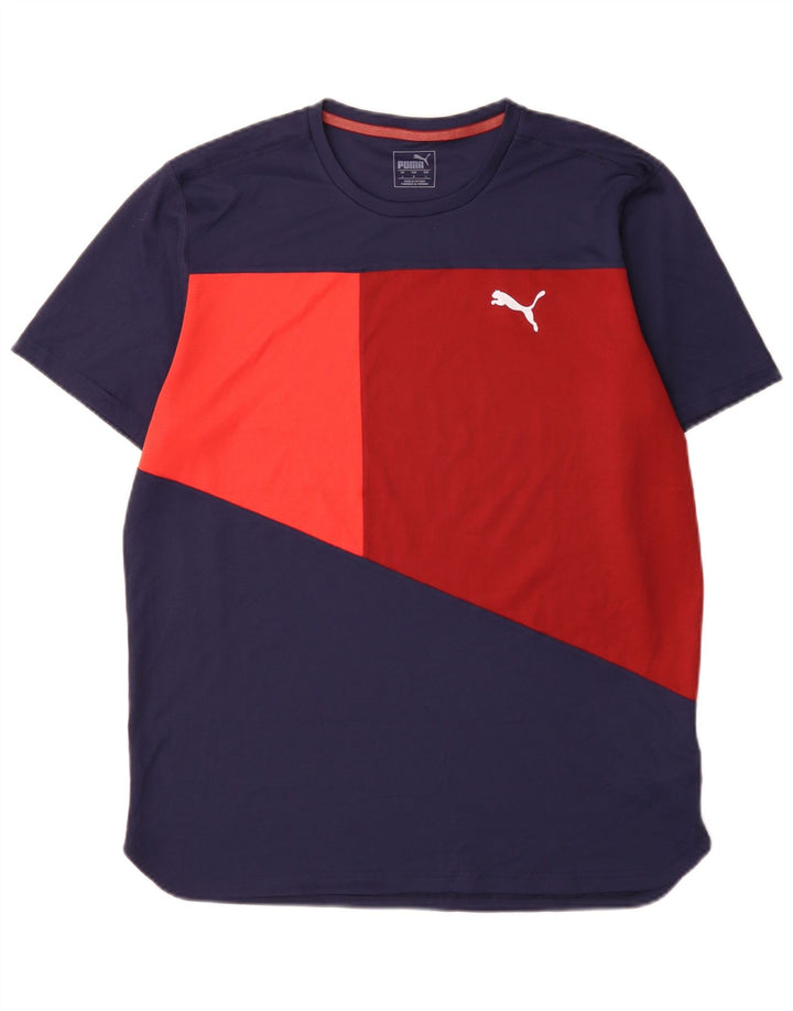 Ανδρικό T-Shirt Puma Top Large Navy Blue Colorblock Πολυεστέρας