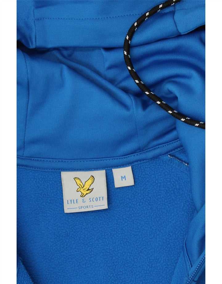 Ανδρικό πουλόβερ με κουκούλα με φερμουάρ Lyle & Scott, μεσαίο μπλε χρώμα, πολυεστέρας