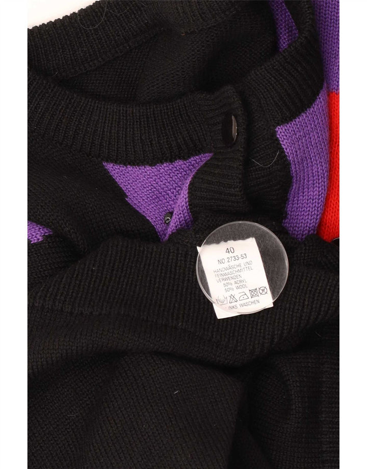 Vintage γυναικείο πουλόβερ ζακέτα Longline EU 40 Medium Black Colourblock
