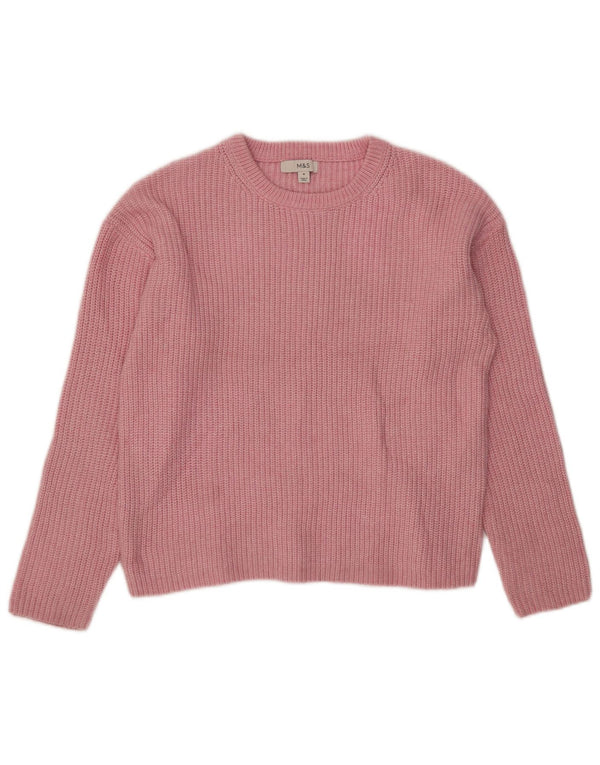 Marks & Spencer Γυναικείο πουλόβερ με λαιμόκαυστο UK 14 Medium Pink Polyester