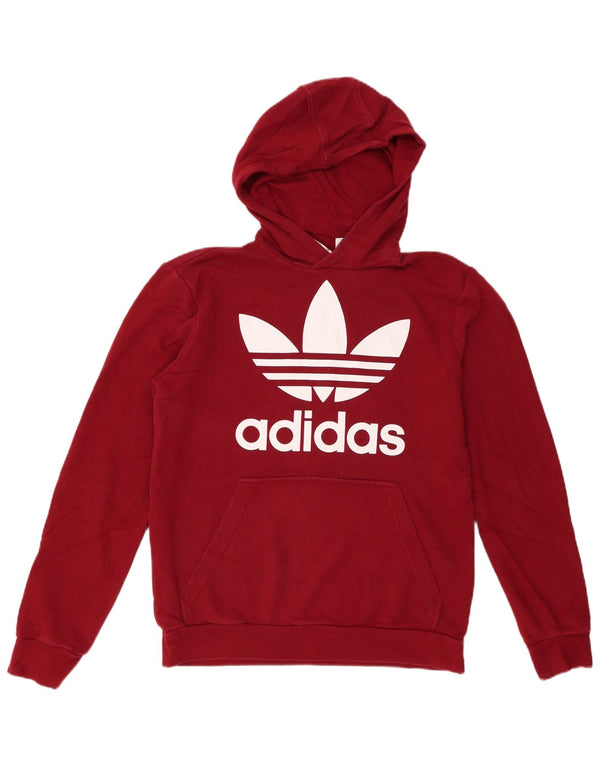Adidas Boys Graphic Hoodie Jumper 15-16 ετών Βαμβακερό μπορντό