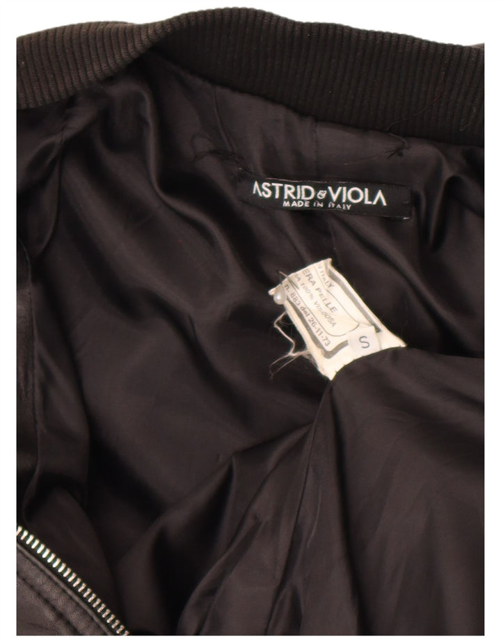 Astrid & Viola Γυναικείο Crop Leather Jacket UK 8 Small Black Leather