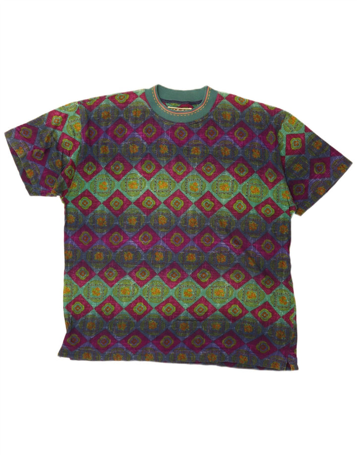 Vintage Ανδρικό Γραφικό T-Shirt Top Μεγάλο Πολύχρωμο Γεωμετρικό
