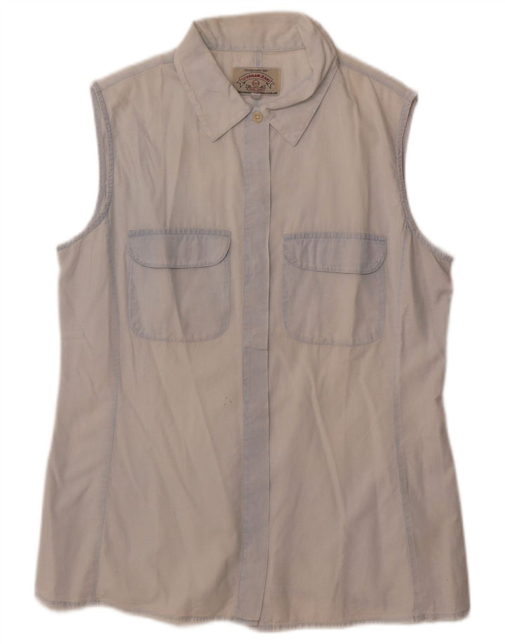 Armani Jeans Γυναικείο αμάνικο πουκάμισο UK 14 μεγάλο μπλε βαμβακερό