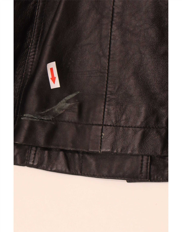 Vintage γυναικείο δερμάτινο σακάκι 3 κουμπιών UK 12 Medium Black