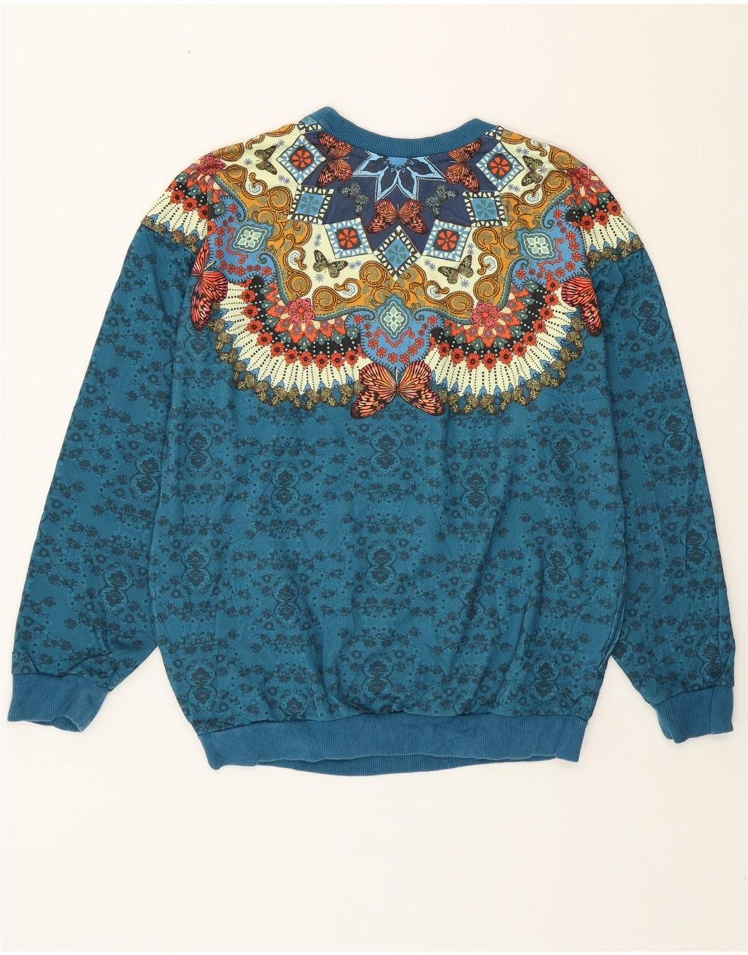 Adidas Γυναικεία φούτερ με αφηρημένο σχέδιο Jumper UK 10 Small Blue Bohemian