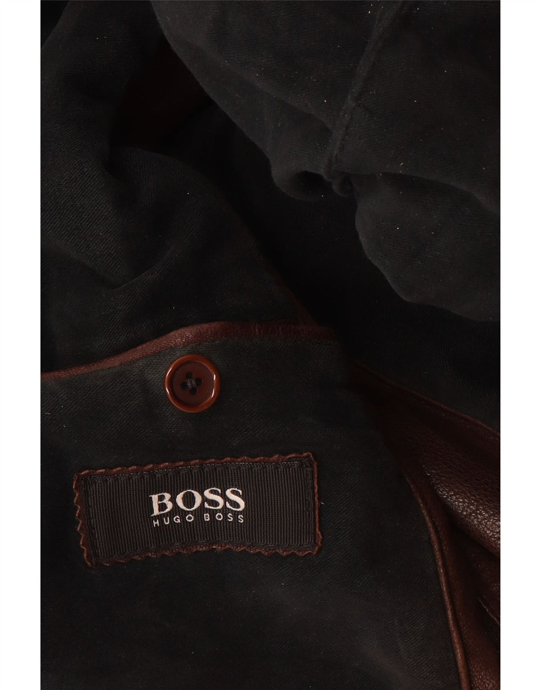 Ανδρικό δερμάτινο μπουφάν Hugo Boss UK 40 Large Brown Δερμάτινο