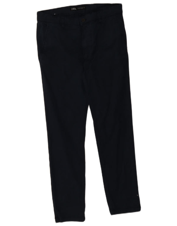 Zara Ανδρικό Slim παντελόνι Chino EU 42 Large W32 L30 Navy Blue Cotton