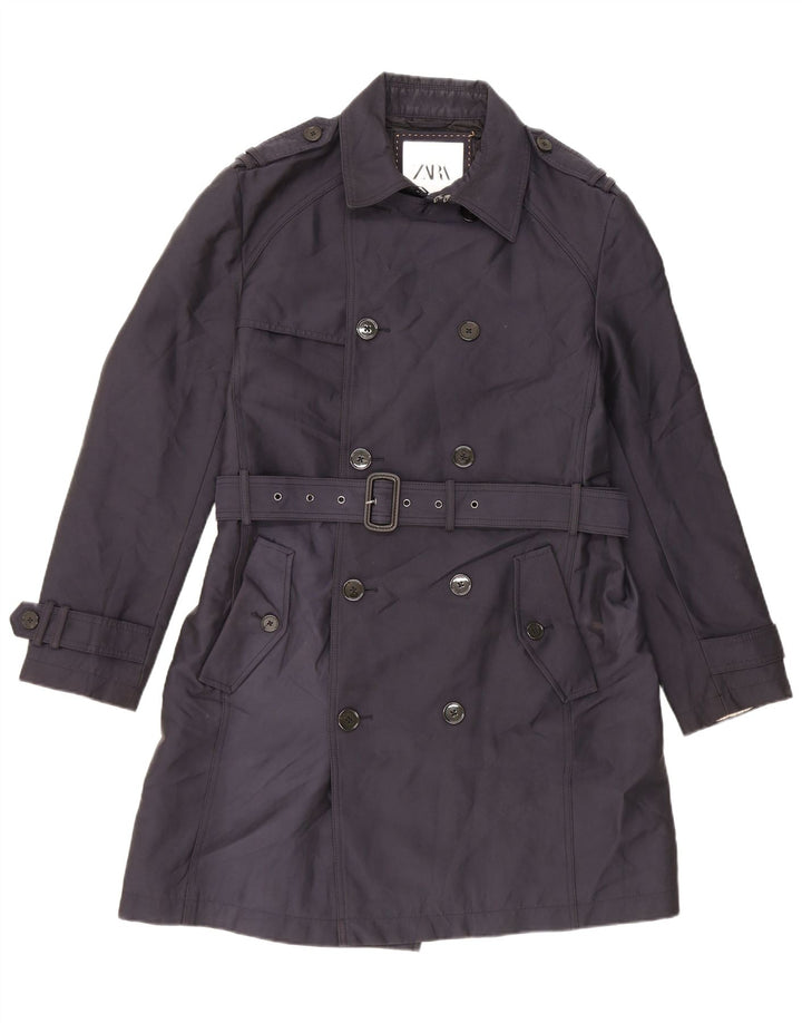 Zara Ανδρική καμπαρντίνα UK 40 Large Navy Blue Polyester