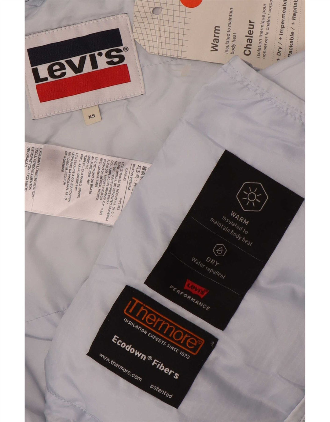 Γυναικείο μπουφάν Levi's με κουκούλα μεγάλου μεγέθους με επένδυση UK 6 XS μπλε πολυεστέρας