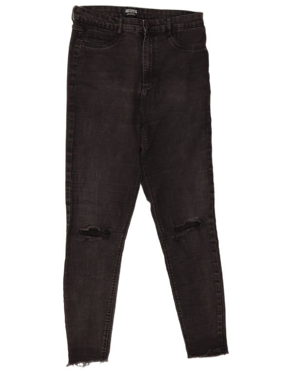 Zara Womens Distressed Skinny Jeans EU 44 XL W34 L28 Μαύρο