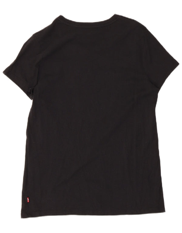 Γυναικείο γραφικό μπλουζάκι Levi's Top UK 12 Μεσαίο μαύρο φλοράλ βαμβακερό
