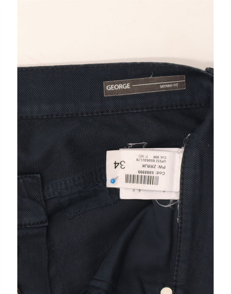 GEORGE Mens Distressed Skinny Jeans W34 L32 Navy Blue Cotton Vintage George and Second-Hand George from Messina Hembry 