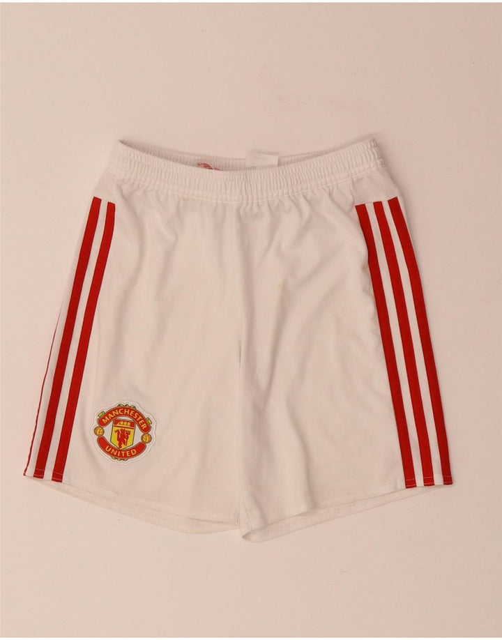 Αθλητικά σορτς ADIDAS Boys Manchester United 9-10 ετών λευκό πολυεστέρα