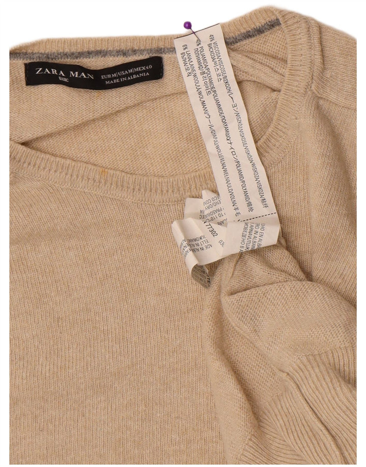 Ανδρικό πουλόβερ Zara Crew Neck Jumper Μεσαία Μπεζ βισκόζη