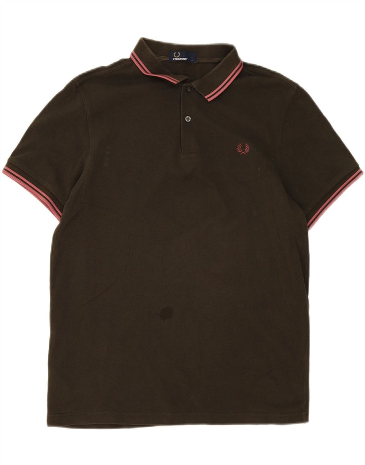 Fred Perry Ανδρικό πουκάμισο Polo μεγάλο βαμβακερό χακί