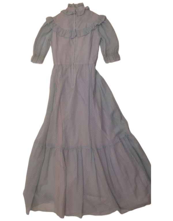 JOHN BENTLEY Womens Ruffle Front Maxi Dress UK 12 Medium  Blue Spotted