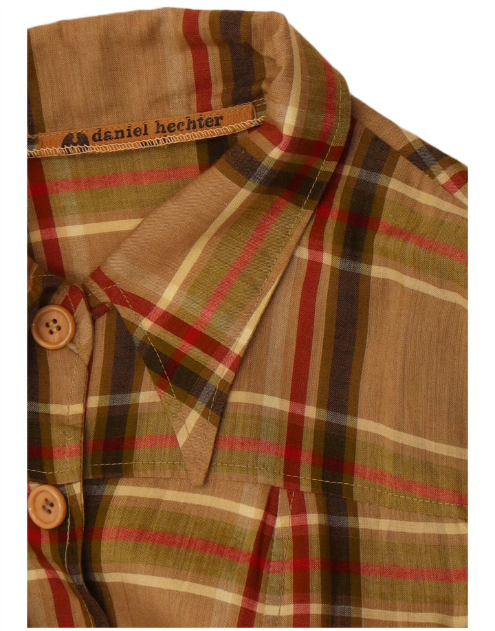 Daniel Hechter Γυναικείο πουκάμισο Longline Μπλούζα UK 10 Small Brown Check