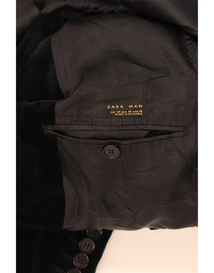 Zara Ανδρικό βελούδινο τζάκετ μπλέιζερ με 2 κουμπιά EU 50 Μεσαίο μαύρο βαμβακερό