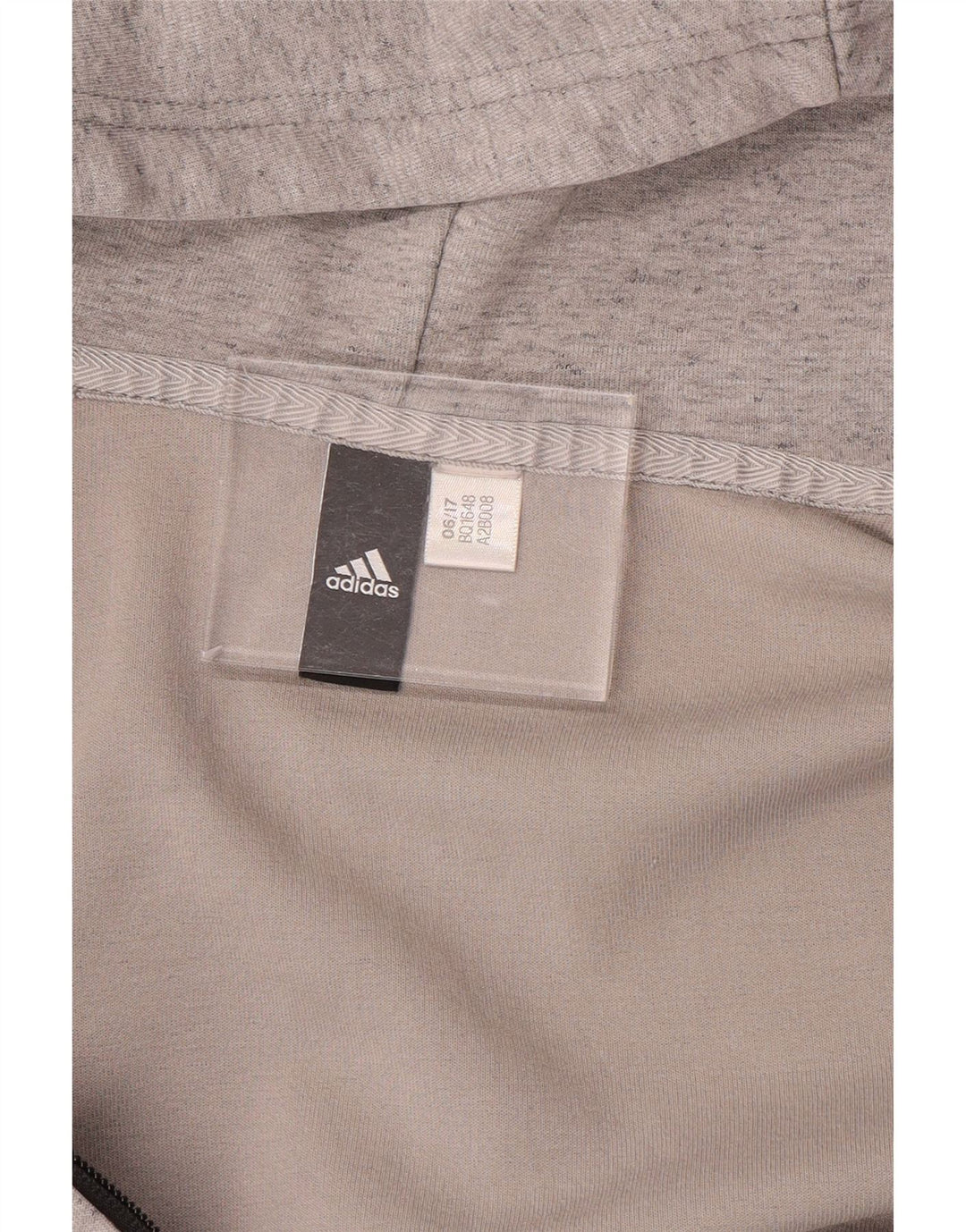 Ανδρικό πουλόβερ με κουκούλα με φερμουάρ ADIDAS σε μεγάλο γκρι φλιτζάνι