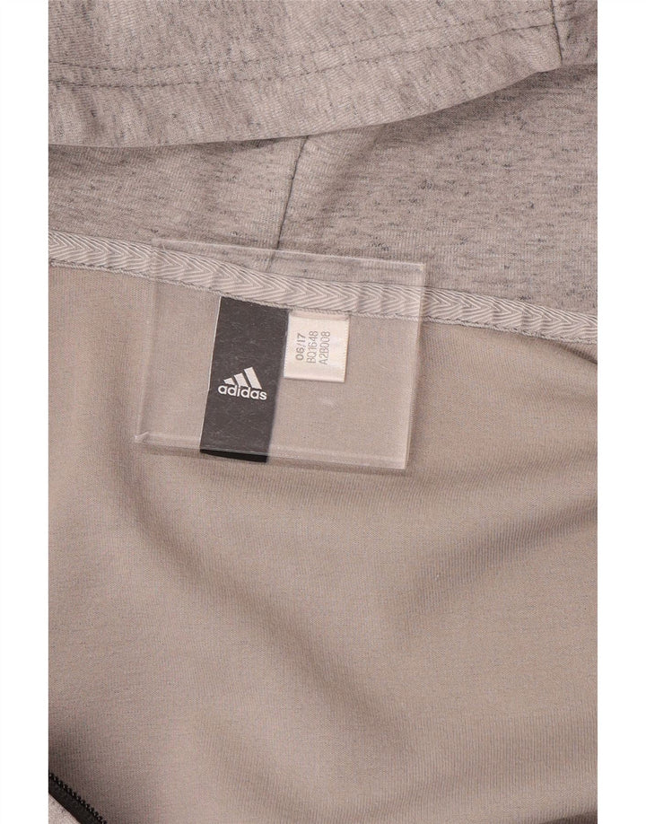 Ανδρικό πουλόβερ με κουκούλα με φερμουάρ ADIDAS σε μεγάλο γκρι φλιτζάνι