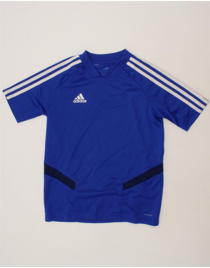 ADIDAS Boys Climacool T-Shirt Top 9-10 Years Blue Colourblock Polyester Vintage Adidas and Second-Hand Adidas from Messina Hembry 