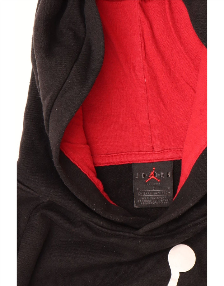 JORDAN Boys Graphic Hoodie Jumper 12-13 Years Large Black