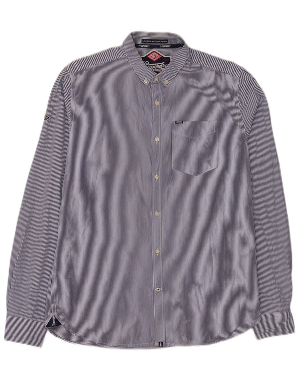 Superdry Mens Shirt XL Blue Pinstripe Cotton
