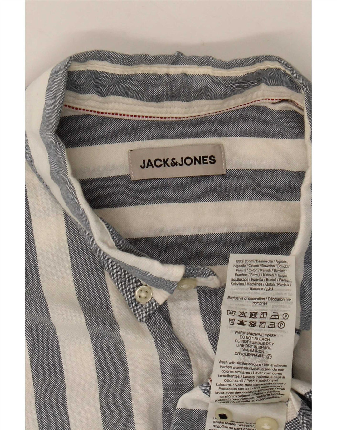 Jack & Jones Ανδρικό κοντομάνικο πουκάμισο Βαμβακερό μεσαίο μπλε ριγέ