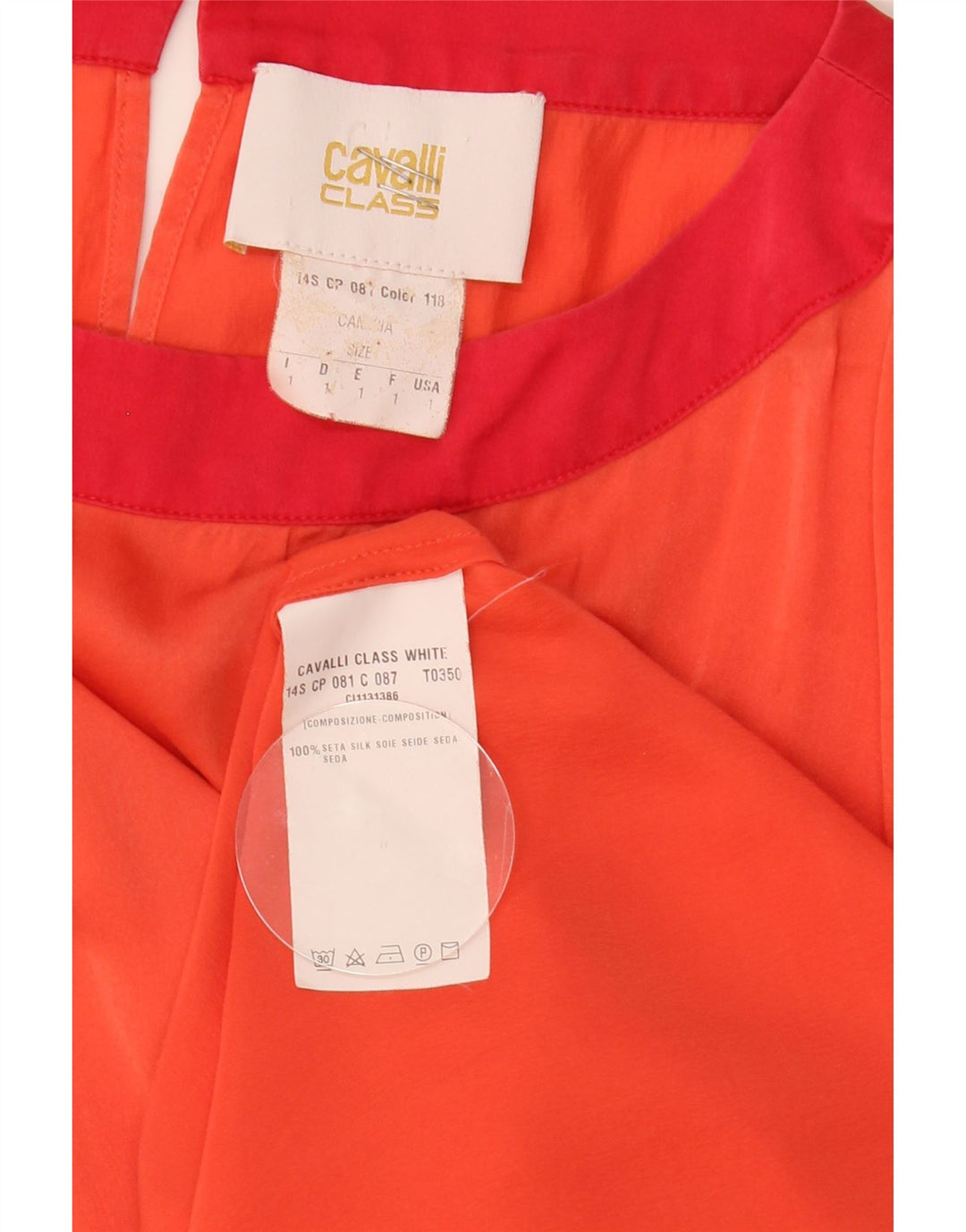 Cavalli Γυναικεία Μπλούζα Oversized Top US 1 XS Πορτοκαλί Colourblock Silk