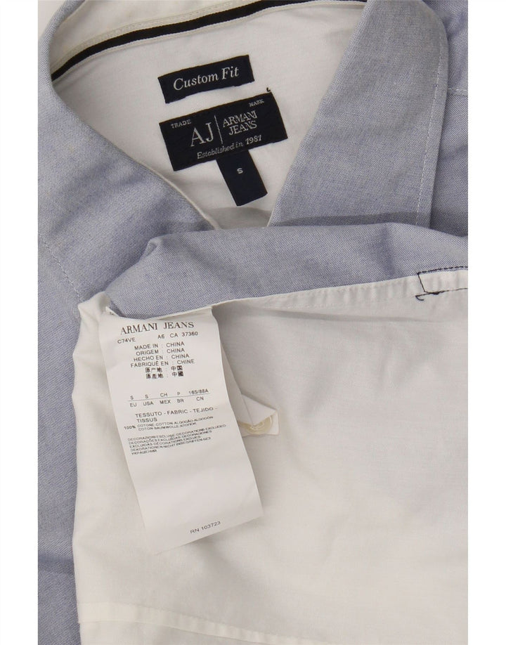 Armani Jeans Ανδρικό Πουκάμισο Προσαρμοσμένης Εφαρμογής Small Blue Colourblock Βαμβακερό