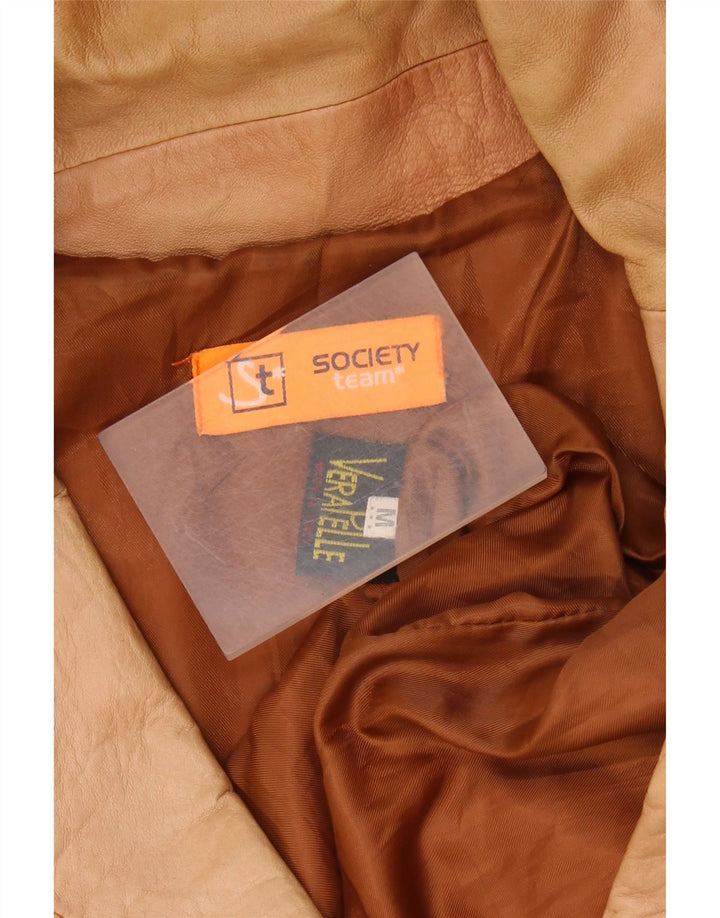 Society Γυναικείο σακάκι σακάκι με 2 κουμπιά UK 12 μεσαίο καφέ δέρμα