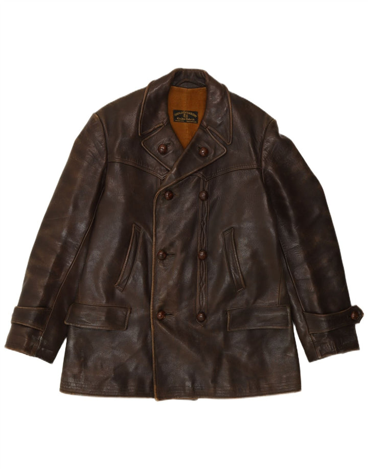 Vintage Ανδρικό Δερμάτινο Μπουφάν UK 36 Μικρό Καφέ