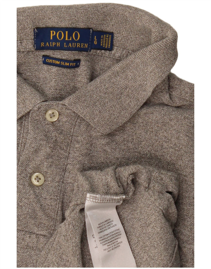 POLO RALPH LAUREN Ανδρικό πουκάμισο Polo με λεπτή εφαρμογή, μεγάλο γκρι βαμβακερό