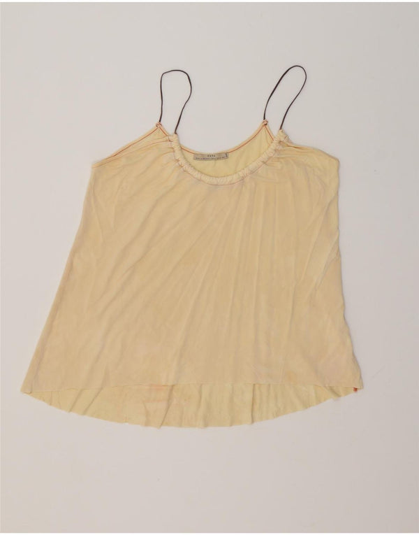 ZARA Womens Crop Cami Top UK 12 Medium Yellow