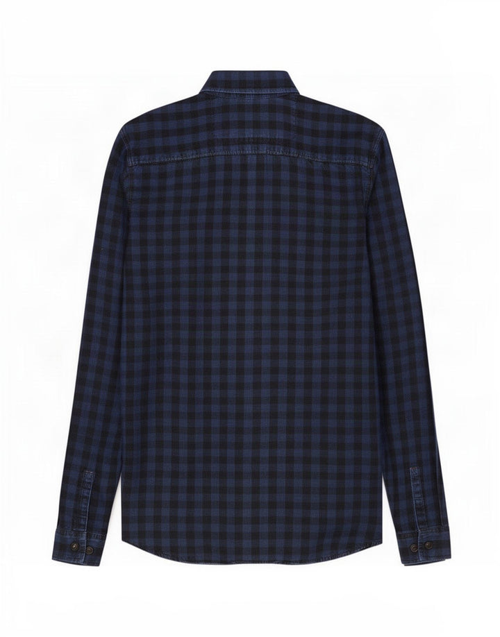 Jack & Jones Ανδρικά ρούχα εργασίας πουκάμισο Μικρό Navy Blue Gingham Cotton