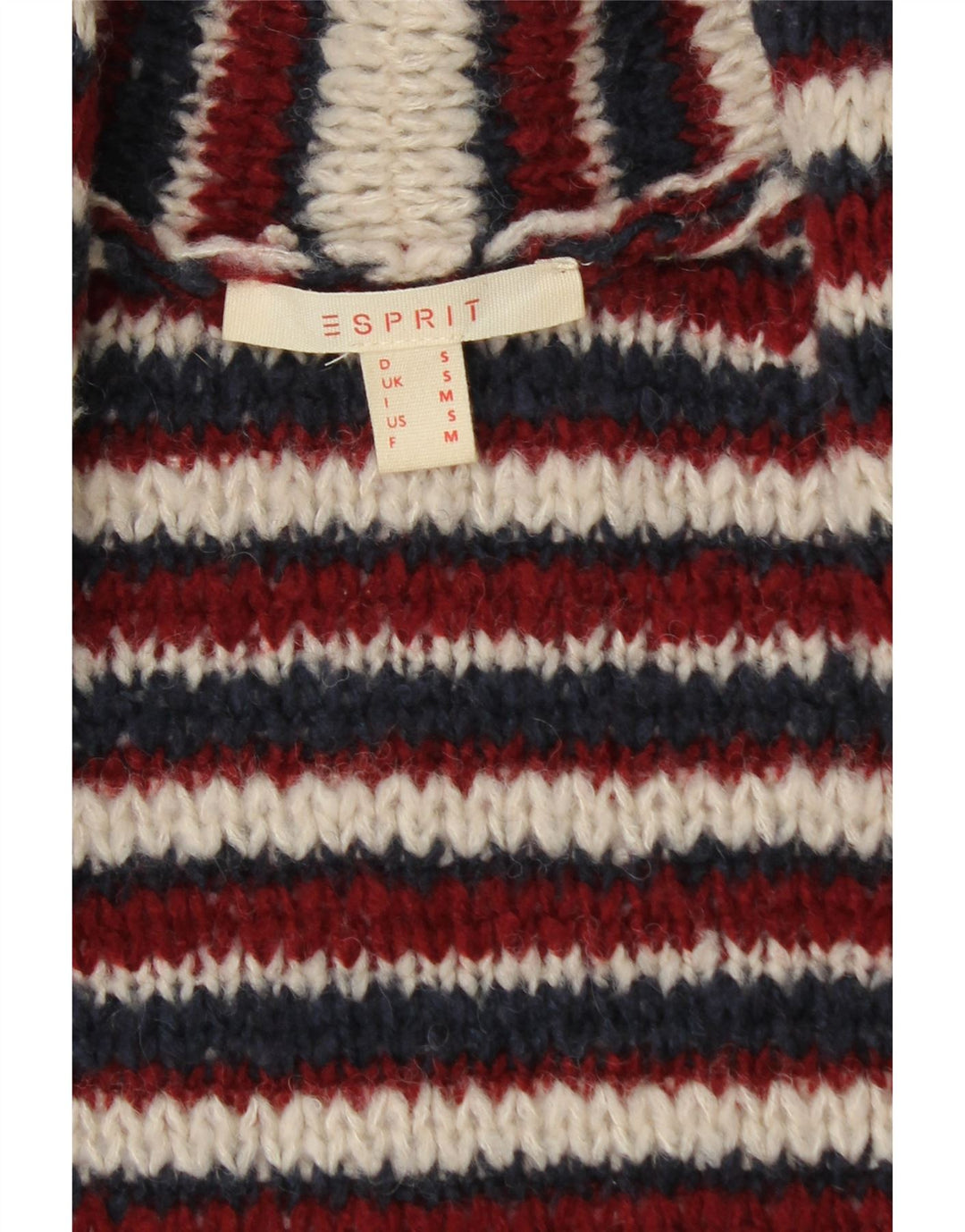 Esprit Γυναικεία ζακέτα υπερμεγέθη Crop UK 10 Small Burgundy ριγέ