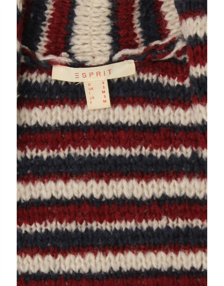 Esprit Γυναικεία ζακέτα υπερμεγέθη Crop UK 10 Small Burgundy ριγέ