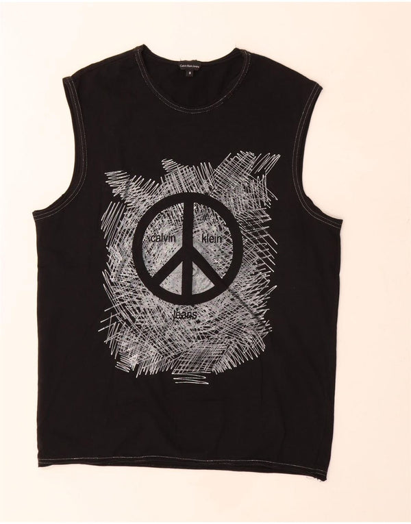 Calvin Klein Jeans Γυναικείο Loose Fit γραφικό γιλέκο Top 10 Small Black